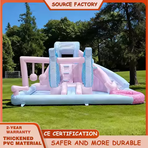 Château gonflable Princesse aquatique rose toboggan d'été