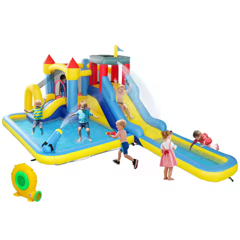 Château gonflable XL avec tunnel à vent et parc aquatique